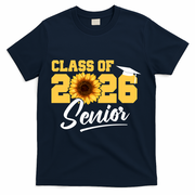 Class Of 2026 Senior Sunflower Last First Day Graduation T-Shirt - Navy