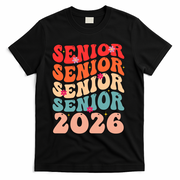 Class Of 2026 Back To School Groovy Graduation Senior 26 T-Shirt - Black