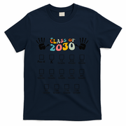 Class Of 2030 Grow With Me Checklist Prek 12th Retro K12 T-Shirt - Navy
