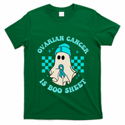 Cute Ovarian Cancer Is Boo Sheet Halloween Ghost Teal Ribbon T-Shirt - Irish Green
