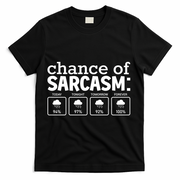 Chance Of Sarcasm Funny Sarcastic Weather Meme T-Shirt - Black