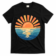 Coastal Ocean Sunset Painting Beach T-Shirt - Black