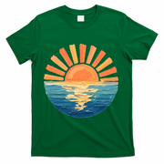 Coastal Ocean Sunset Painting Beach T-Shirt - Green