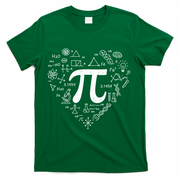 Cute Pi 3.14 Math Science Lover Heart T-Shirt - Green
