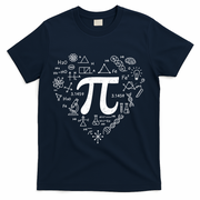 Cute Pi 3.14 Math Science Lover Heart T-Shirt - Navy