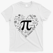 Cute Pi 3.14 Math Science Lover Heart T-Shirt - White
