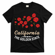 California Poppy Floral The Golden State T-Shirt - Black