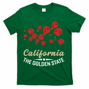 California Poppy Floral The Golden State T-Shirt - Green