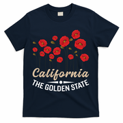 California Poppy Floral The Golden State T-Shirt - Navy