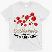 California Poppy Floral The Golden State T-Shirt - White