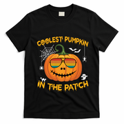 Coolest Pumpkin In The Patch Funny Pumpkin Sunglasses Gift T-Shirt - Black