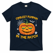 Coolest Pumpkin In The Patch Funny Pumpkin Sunglasses Gift T-Shirt - Navy Blue