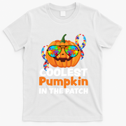 Coolest Pumpkin In The Patch Autism Halloween Gift T-Shirt - White