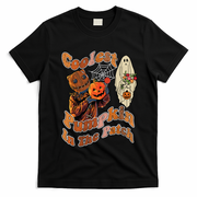 Coolest Pumpkin In The Patch Floral Ghost Funny Gift T-Shirt - Black