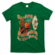 Coolest Pumpkin In The Patch Floral Ghost Funny Gift T-Shirt - Irish Green