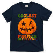 Coolest Pumpkin In The Patch Groovy Happy Halloween Cool Gift T-Shirt - Navy Blue