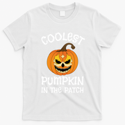 Coolest Pumpkin In The Patch Halloween Fall Design Funny Gift T-Shirt - White