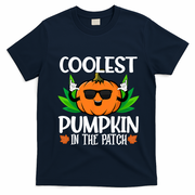Coolest Pumpkin In The Patch Sunglasses Pumpkin Halloween Gift T-Shirt - Navy Blue