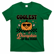 Coolest Pumpkin In The Patch Fall Vibes Retro Halloween Autumn T-Shirt - Green