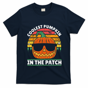 Coolest Pumpkin In The Patch Boy Retro Groovy Halloween T-Shirt - Navy Blue