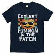 Coolest Pumpkin In The Patch Halloween Girls T-Shirt - Navy Blue