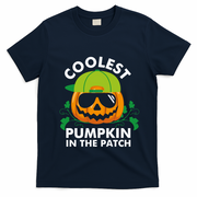 Coolest Pumpkin In The Patch Boy Pumpkin Halloween T-Shirt - Navy Blue