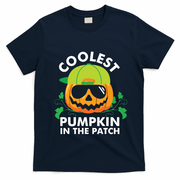 Coolest Pumpkin In The Patch Kids Boy Pumpkin Halloween T-Shirt - Navy Blue