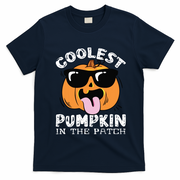 Coolest Pumpkin In The Patch Toddle Boy Halloween Kids T-Shirt - Navy Blue