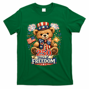Cute Patriotic Teddy Bear 250 Years Of Freedom 250th Anniversary Of America USA T-Shirt - Green