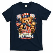 Cute Patriotic Teddy Bear 250 Years Of Freedom 250th Anniversary Of America USA T-Shirt - Navy
