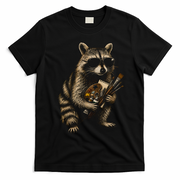 Cool Raccoon Artist with Palette and Brushes T-Shirt - Black
