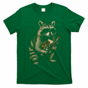 Cool Raccoon Artist with Palette and Brushes T-Shirt - Irish Green