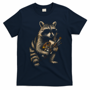Cool Raccoon Artist with Palette and Brushes T-Shirt - Navy Blue