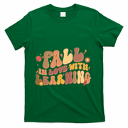 Cute Retro Fall In Love With Learning T-Shirt - Green