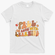 Cute Retro Fall In Love With Learning T-Shirt - White