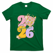 Cute Retro Senior 2026 Disco Ball Flowers Graduate Graduation T-Shirt - Green