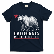 California Republic Vintage Cali Bear Star T-Shirt - Navy