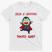 Cute Save A Vampire Donate Blood Vampire Halloween T-Shirt - White
