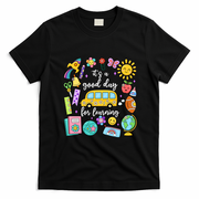 Cute School Bus Cartoon Illustration for Kids and Teachers T-Shirt - Black