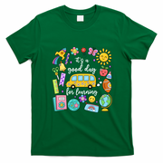 Cute School Bus Cartoon Illustration for Kids and Teachers T-Shirt - Irish Green