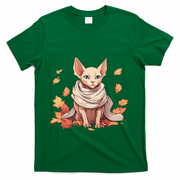 Cute Sphynx Cat Autumn Hairless Adorable Sphynx Cat Lover T-Shirt - Green