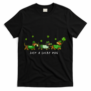 Cute St Patrick's Day Just A Lucky Dog Dachshunds T-Shirt - Black