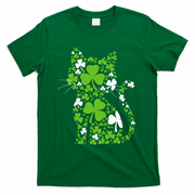 Cute St Patrick's Day Shamrock Clover Cat T-Shirt - Green