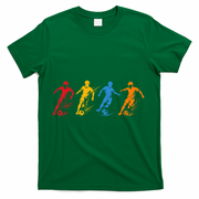Colorful Soccer Retro Players Sports Fan T-Shirt - Green