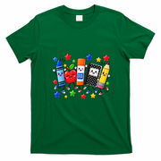 Cute School Supplies Pencil Crayon Teacher Classroom Gift T-Shirt - Irish Green