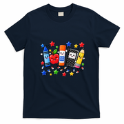 Cute School Supplies Pencil Crayon Teacher Classroom Gift T-Shirt - Navy Blue