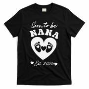 Cute Soon To Be Nana EST 2026 Baby Feet Heart T-Shirt - Black