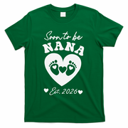 Cute Soon To Be Nana EST 2026 Baby Feet Heart T-Shirt - Green
