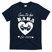 Cute Soon To Be Nana EST 2026 Baby Feet Heart T-Shirt - Navy