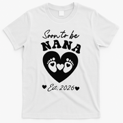 Cute Soon To Be Nana EST 2026 Baby Feet Heart T-Shirt - White